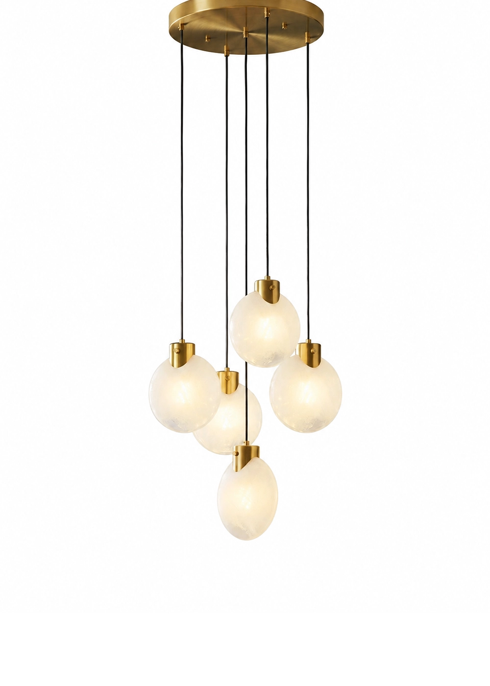 Fiora Beşli Sarkıt Avize – Midye Camlı Modern Avize