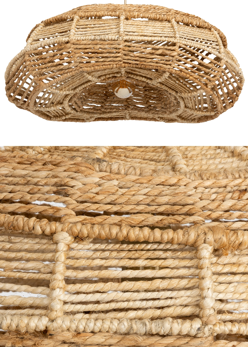 Tavan Aydınlatması Jüt Naturel Fildişi | 60 cm x 45 cm x 26 cm II