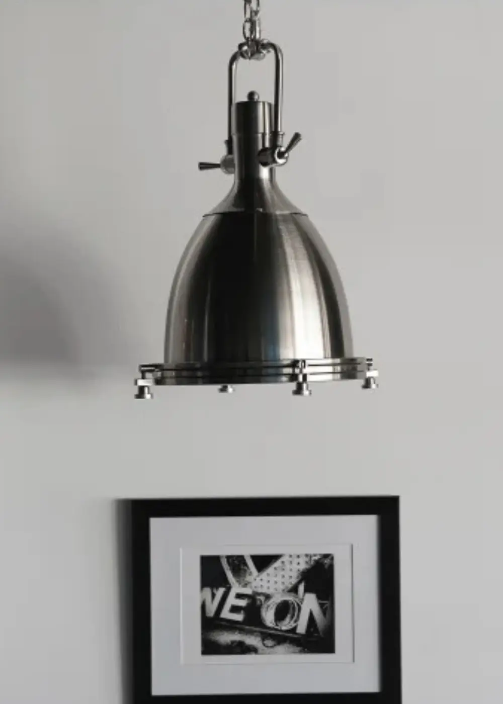 Döküm Metal Krom Endüstriyel Avize | Zincir Askılı Metal Sarkıt Lamba