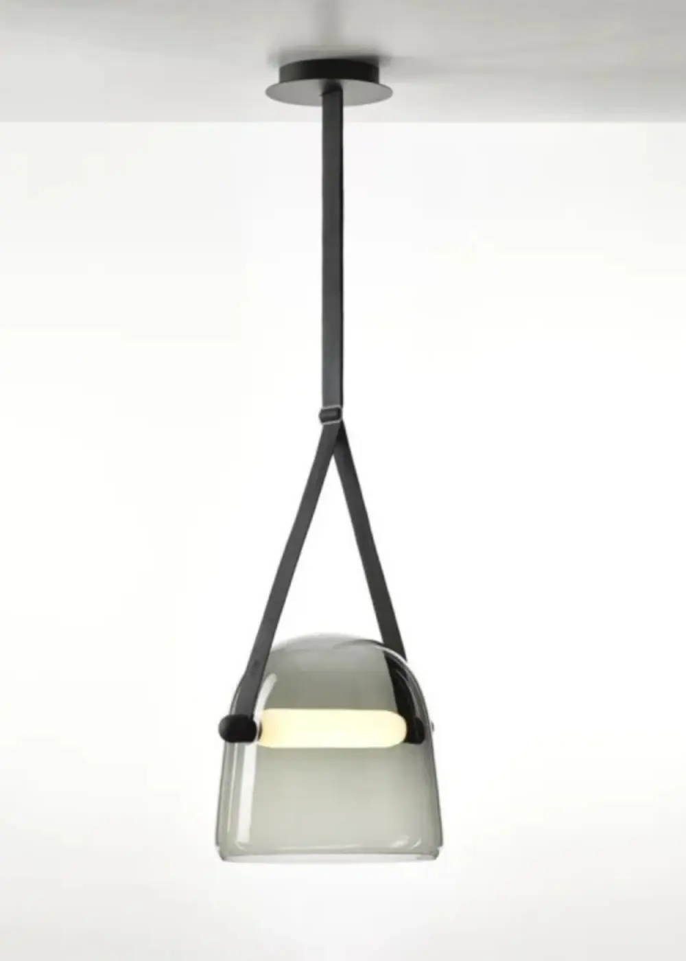 Halo Strap Sarkıt Lamba | Deri Askılı Füme Cam Modern Aydınlatma  