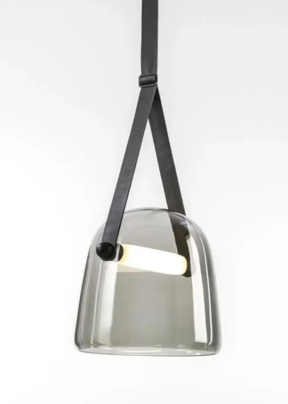 Halo Strap Sarkıt Lamba | Deri Askılı Füme Cam Modern Aydınlatma  