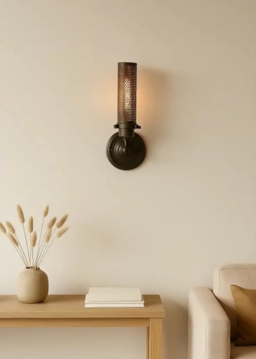 Mesh Torch Duvar Apliği | Perfore Silindir Metal Endüstriyel Aydınlatma