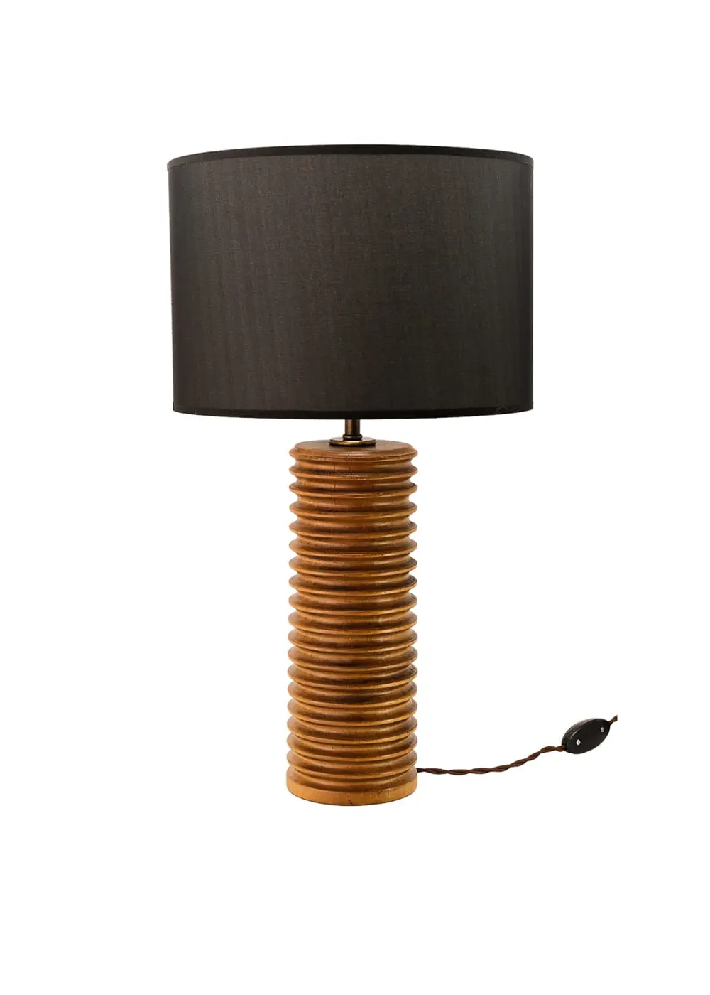 Heavy Ahşap Abajur – Siyah Başlık