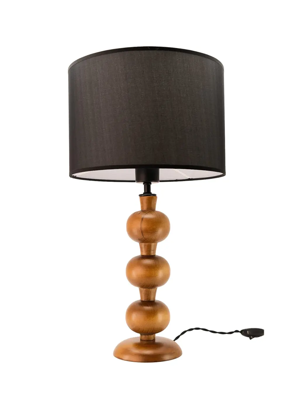 Node Ahşap Abajur – Siyah Başlık