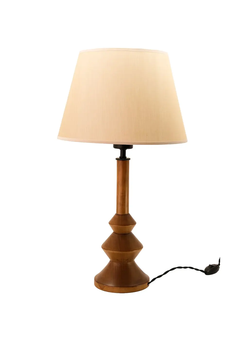 Elegante Ahşap Abajur Ceviz – Beyaz Başlık