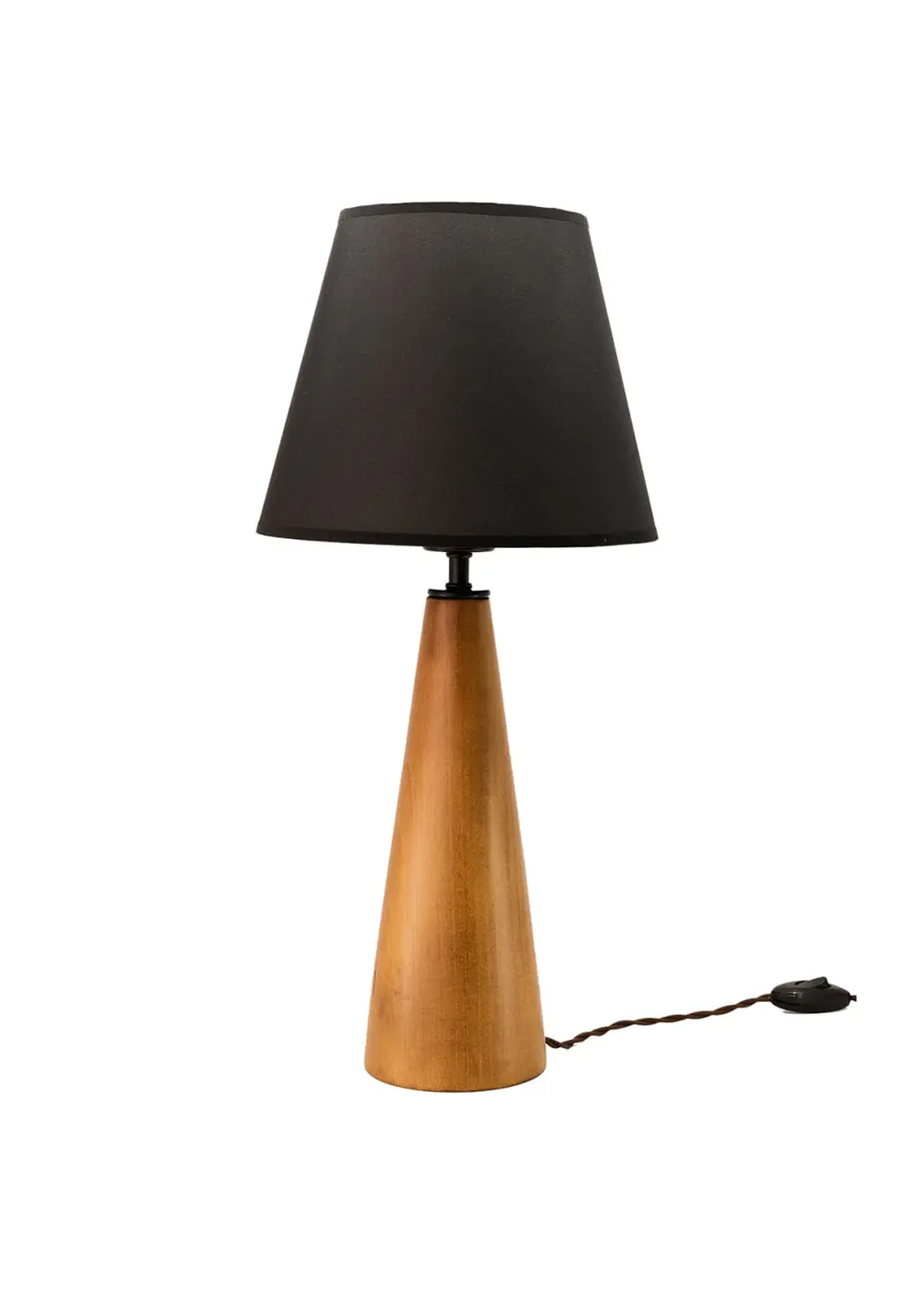 Mill Ahşap Abajur – Siyah Başlık