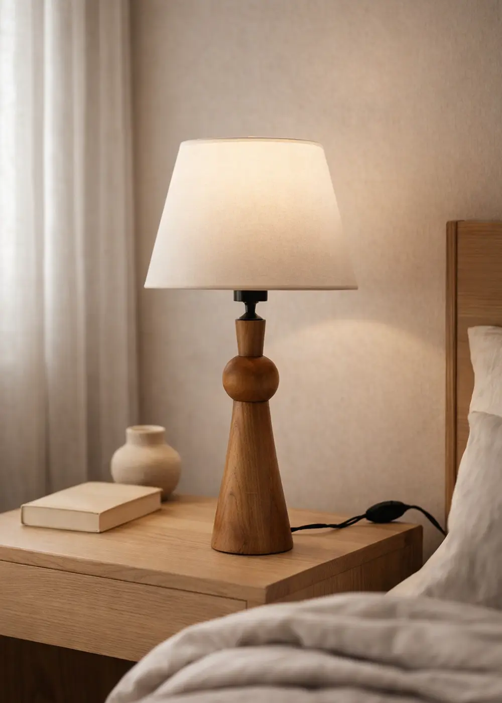 Otto Ahşap Abajur – Beyaz Başlık