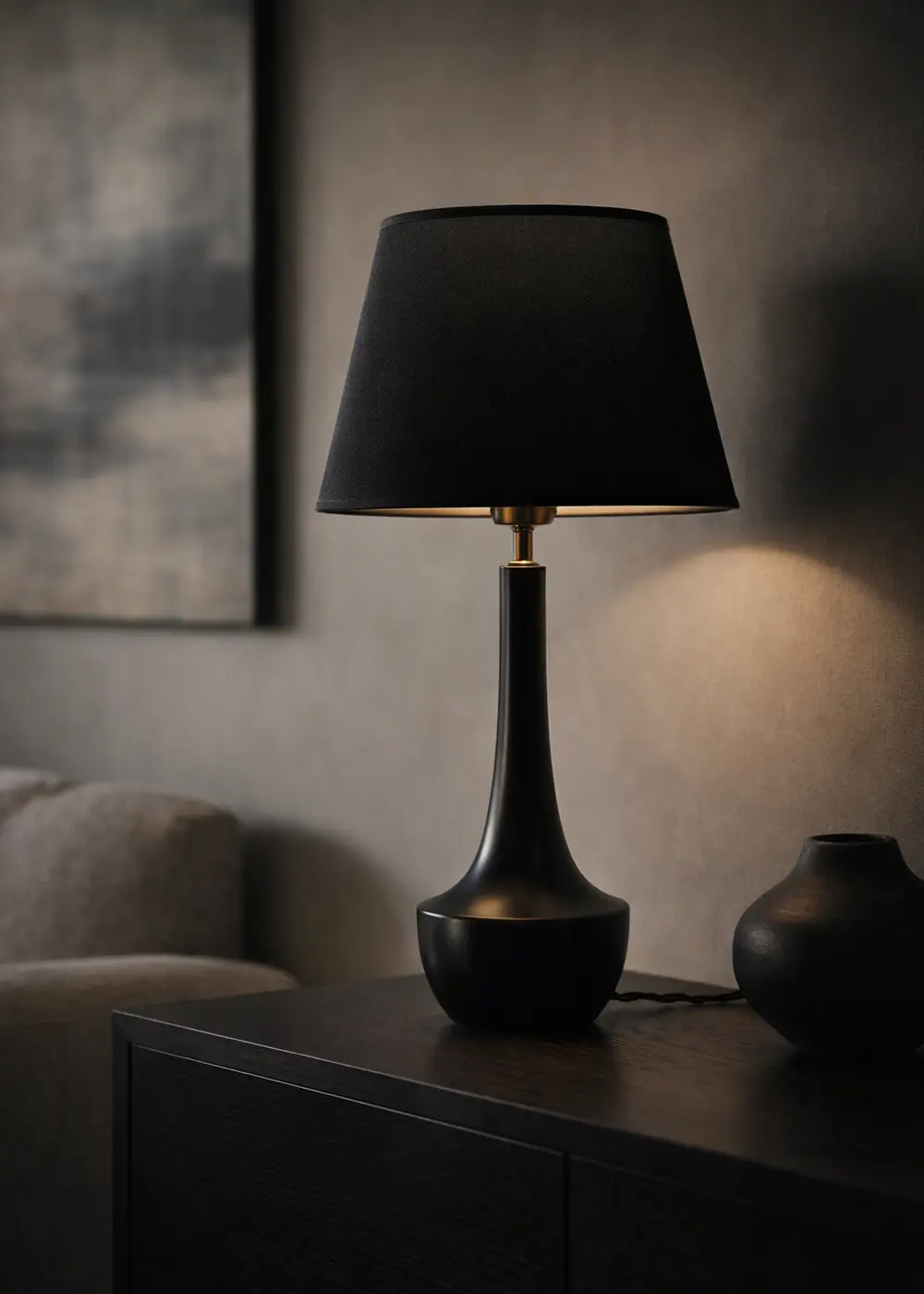 Vittima Ahşap Abajur – Siyah Gövde & Siyah Başlık