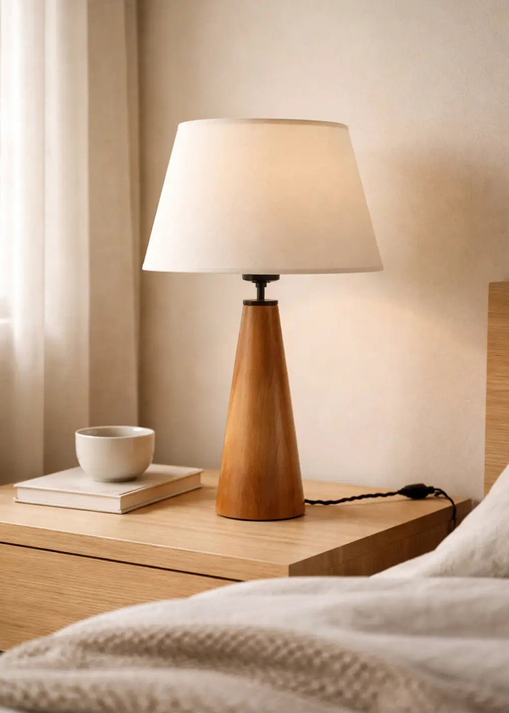 Mill Ahşap Abajur – Beyaz Başlık