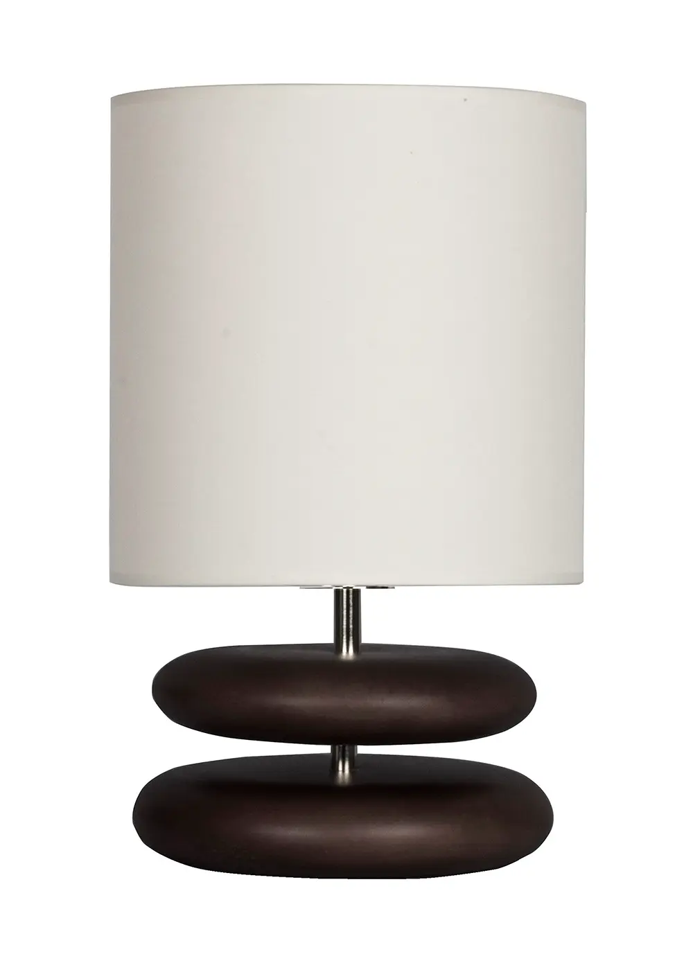 Mono Koyu Ceviz Ahşap Gövde Abajur – Krem Kumaş Şapkalı