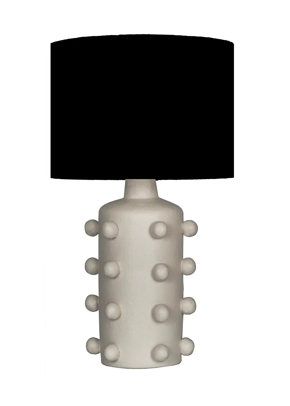 Valencia Seramik Taş Renk Abajur – Siyah Başlık