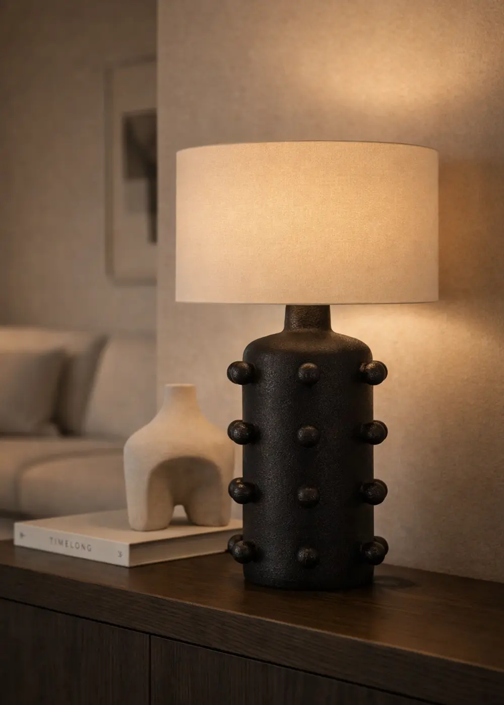 Valencia Seramik Siyah Renk Abajur – Krem Başlık