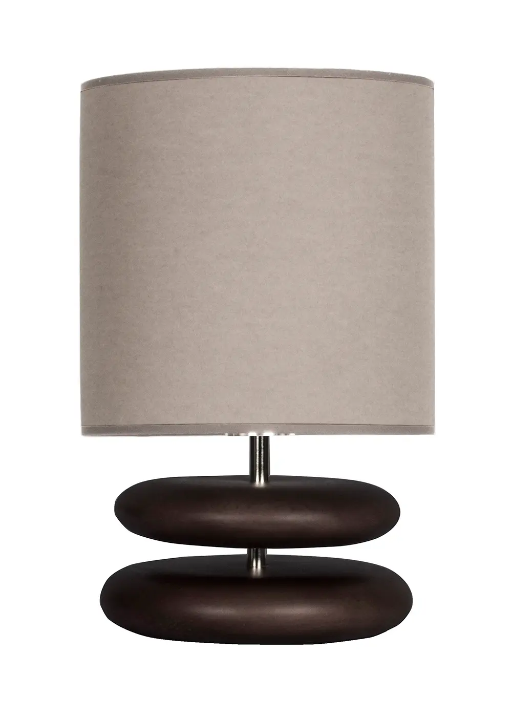 Mono Koyu Ceviz Ahşap Gövde Abajur – Bej Kumaş Şapkalı