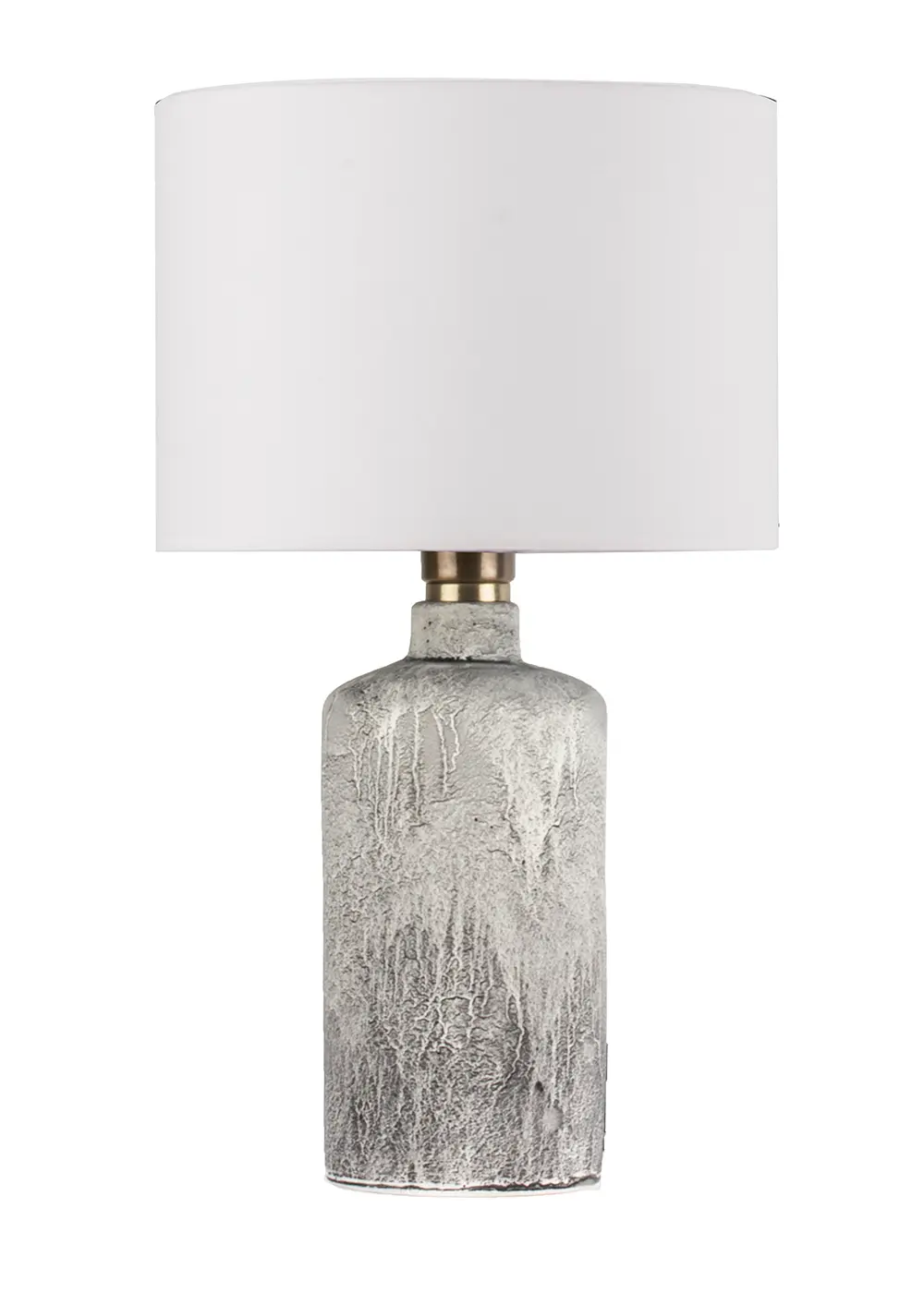 Oslo Doğal Taş Görünümlü Seramik Abajur – Krem Şapkalı