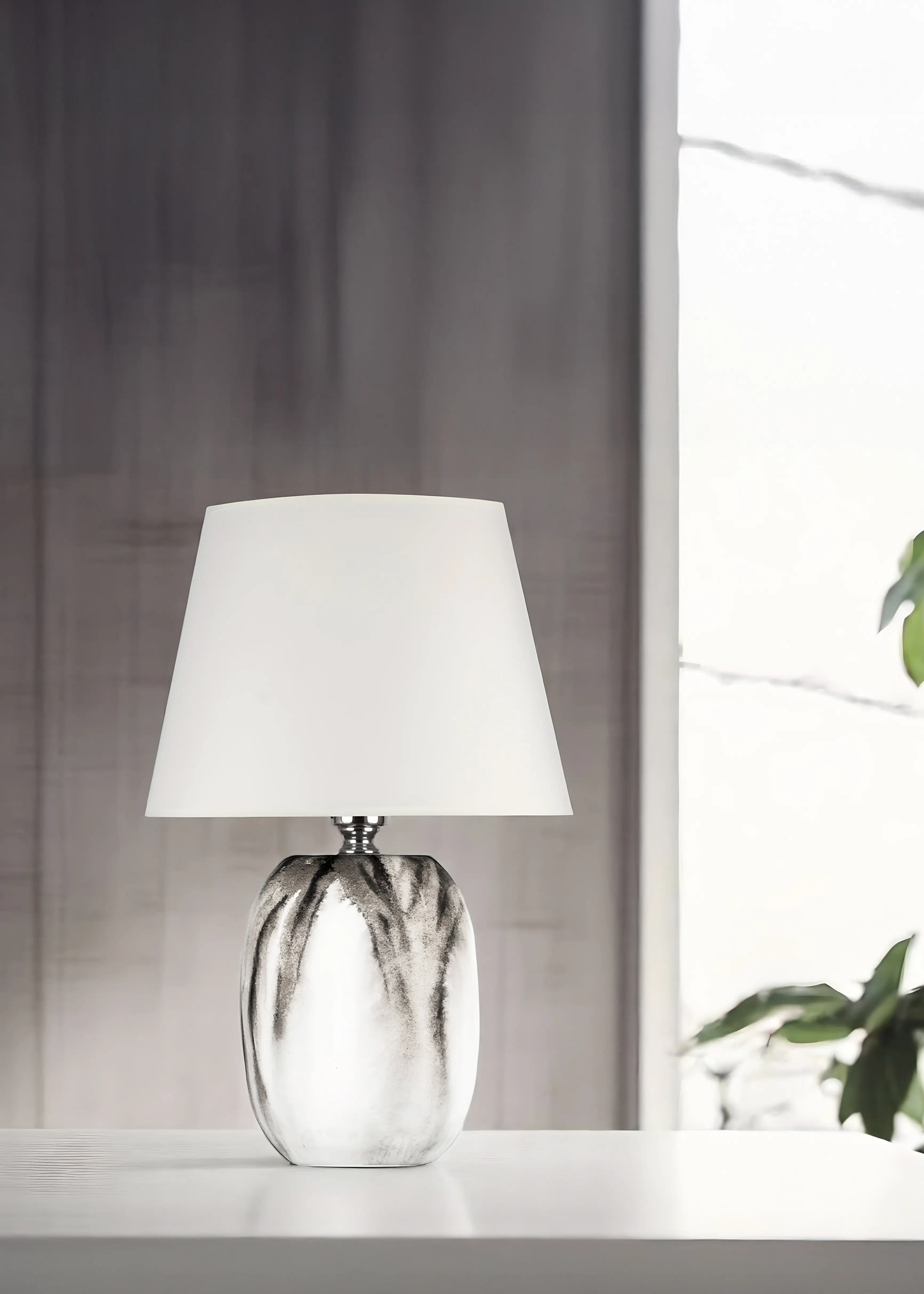 Batik Desen Adrien Seramik Abajur-Krem Başlık