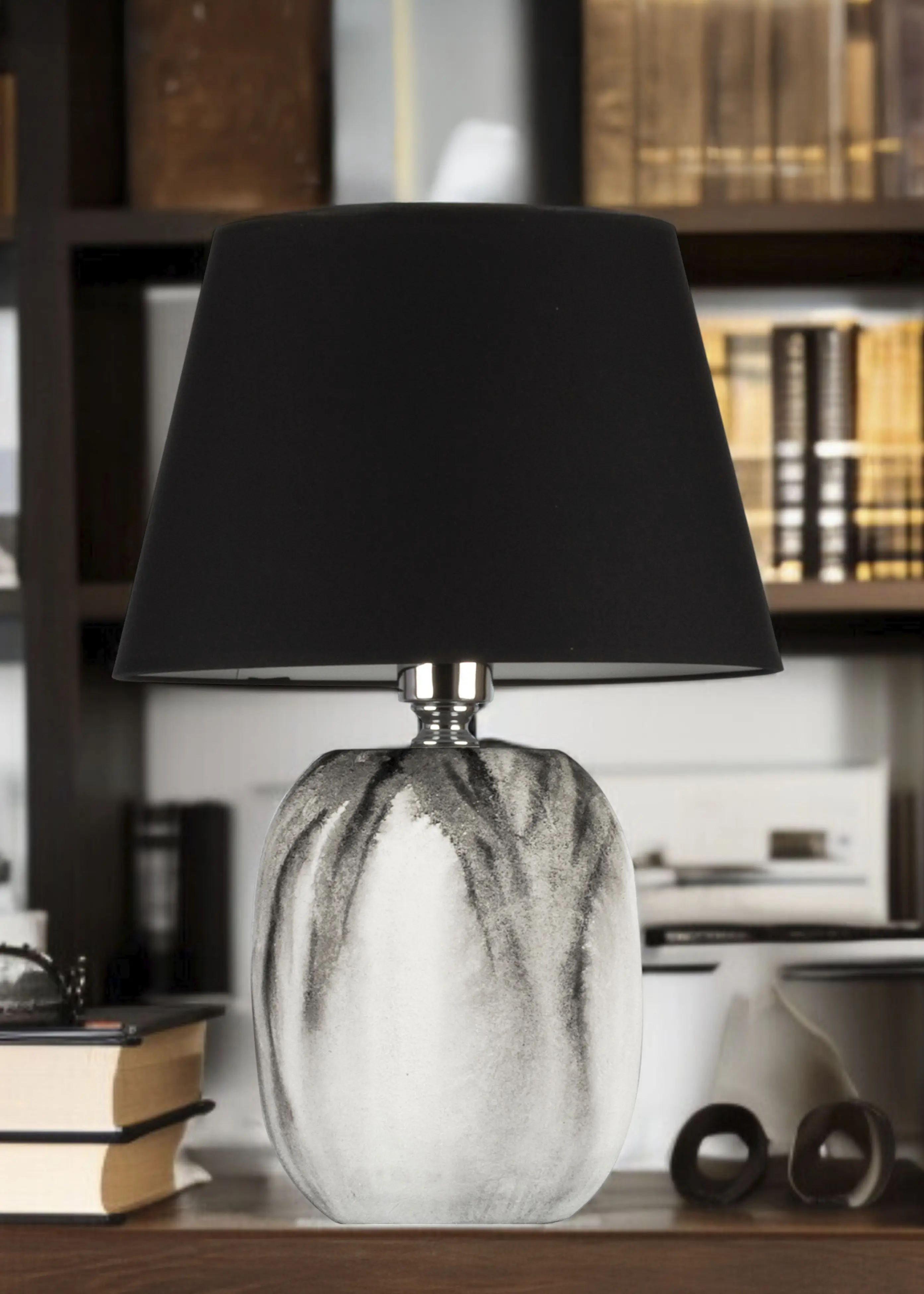 Batik Desen Adrien Seramik Abajur-Siyah Başlık