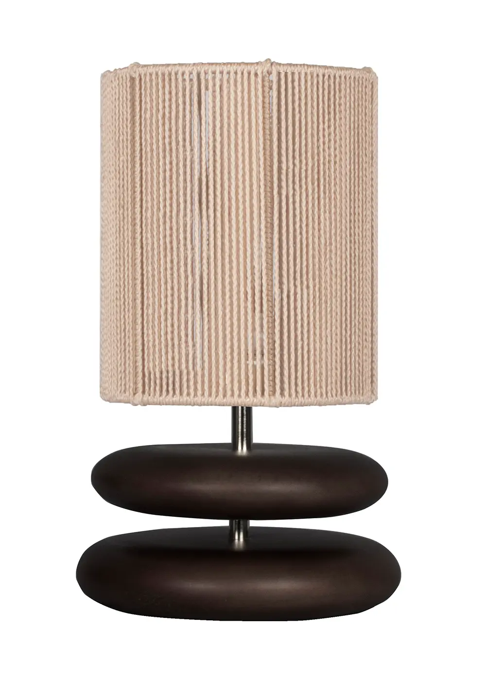 Mono Koyu Ceviz Ahşap Gövdeli Abajur – Bej Örgü Şapkalı El Yapımı Tasarım