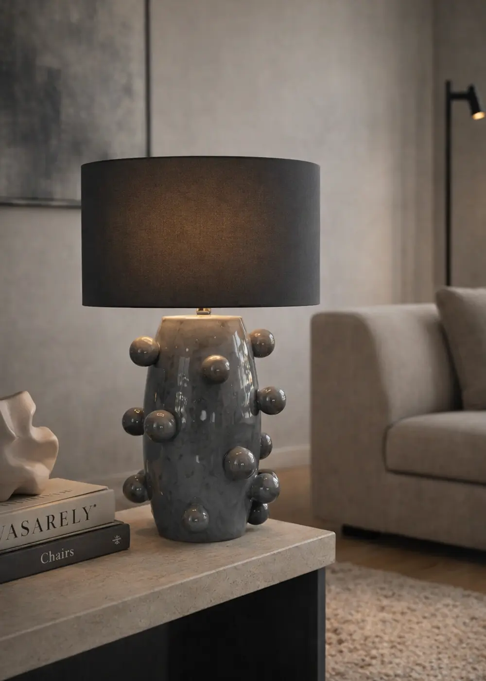 Nova Gri Seramik El Yapımı Abajur – Antrasit Başlık