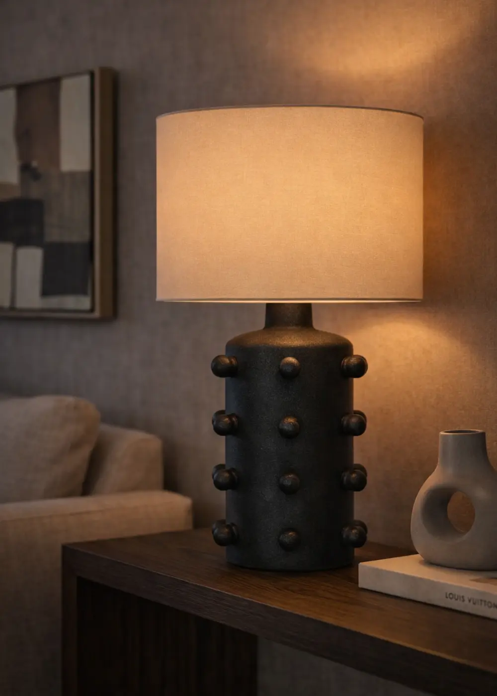 Valencia Seramik Siyah Renk Abajur – Bej Başlık