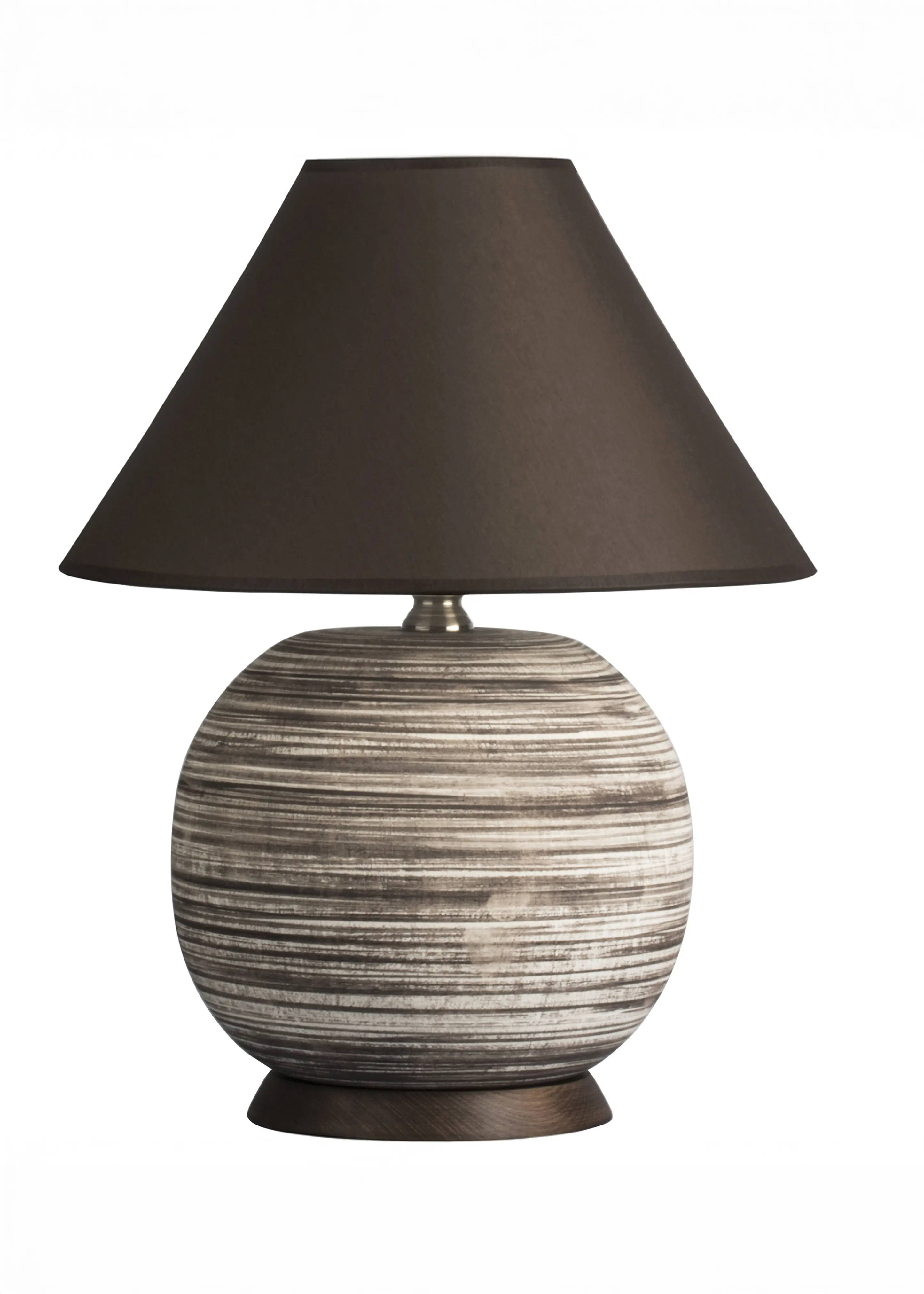 Kahire Serisi Çizgili Seramik Abajur-Kahve Başlık