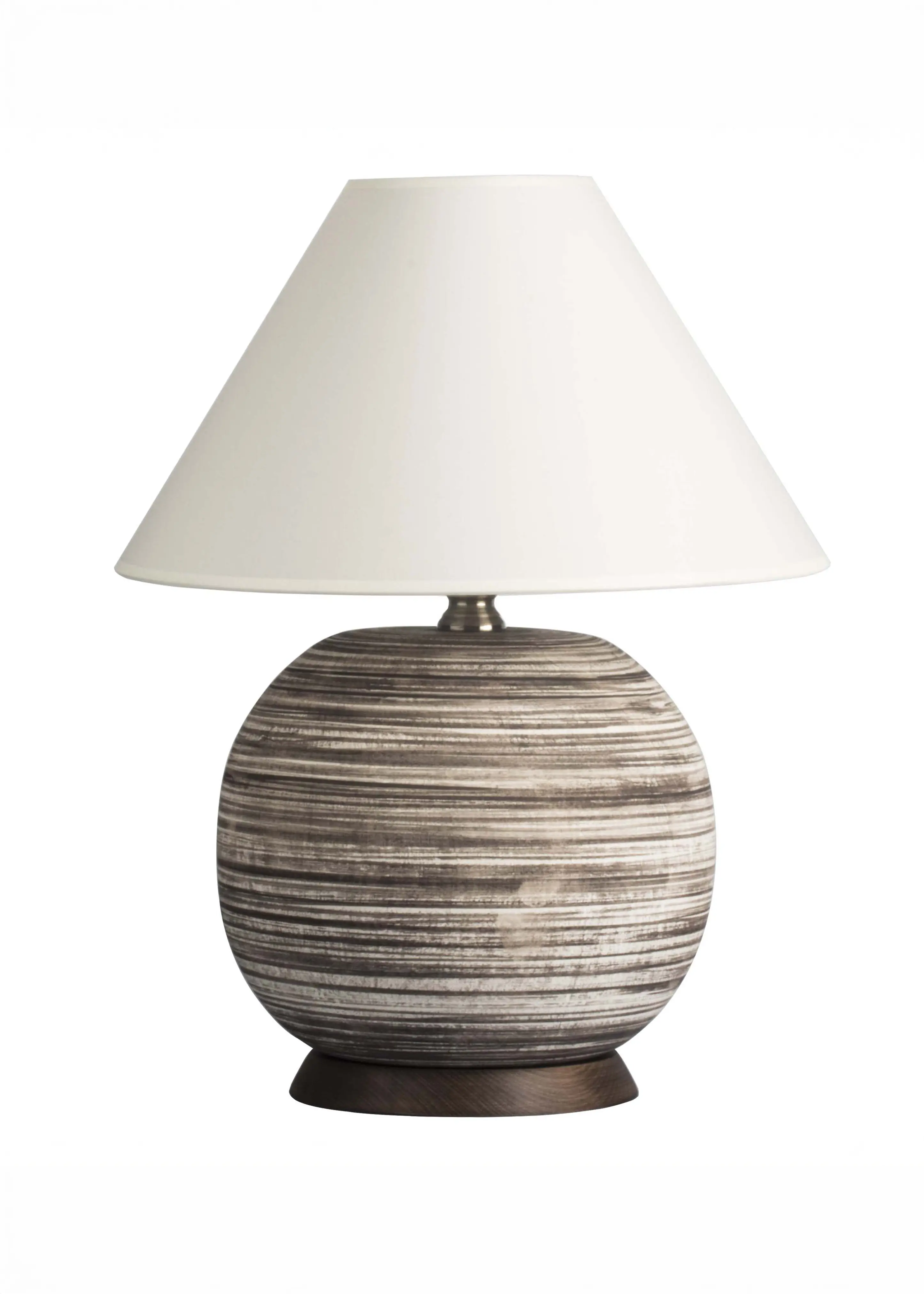 Kahire Serisi Çizgili Seramik Abajur-Krem Başlık