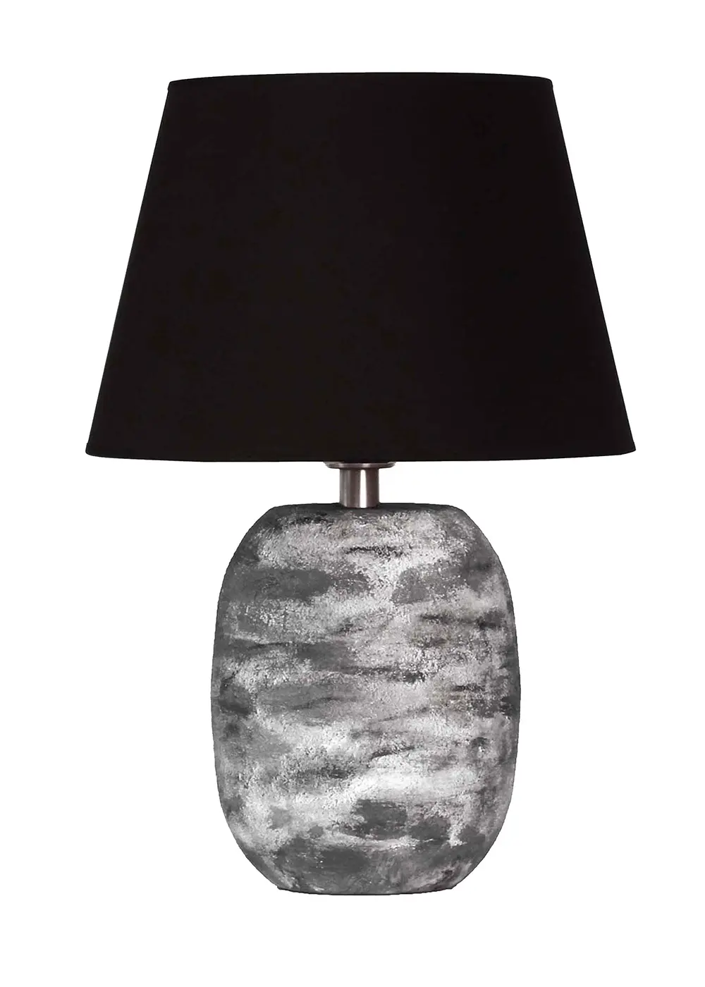 StoneTouch Seramik Abajur – Siyah  Şapkalı Doğal Doku