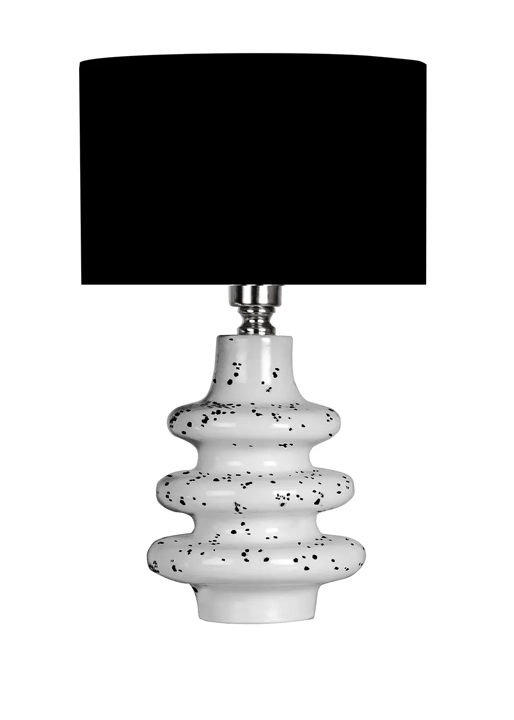 Atlanta Beyaz üzeri Siyah Benekli Seramik Abajur – Siyah Başlık