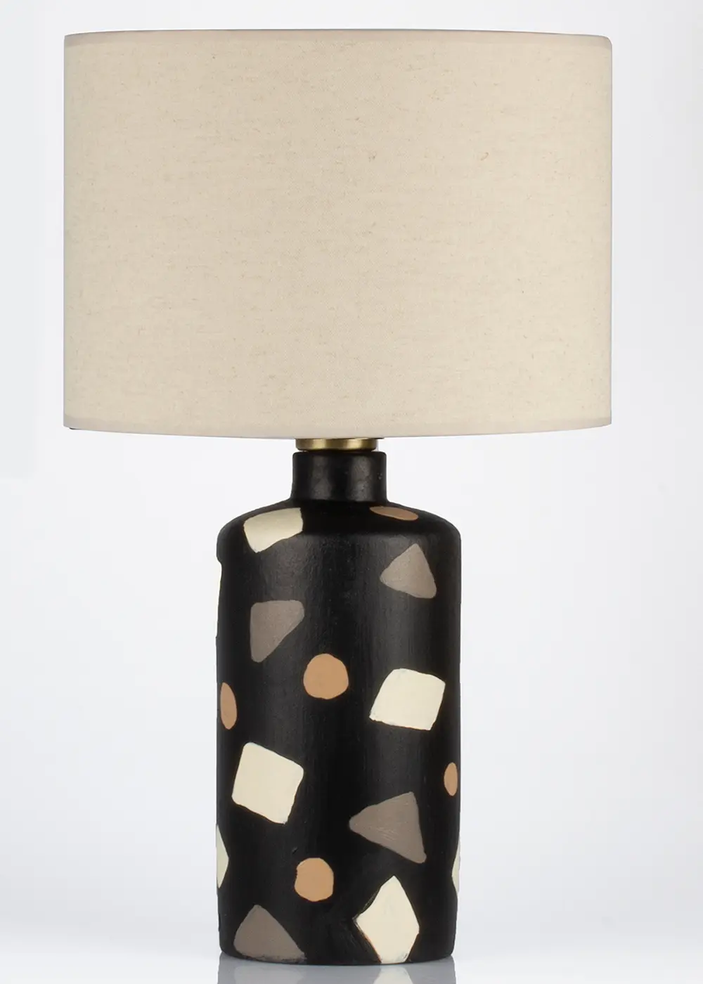 Siyah Renk Terazzo Seramik Abajur - Keten Başlık