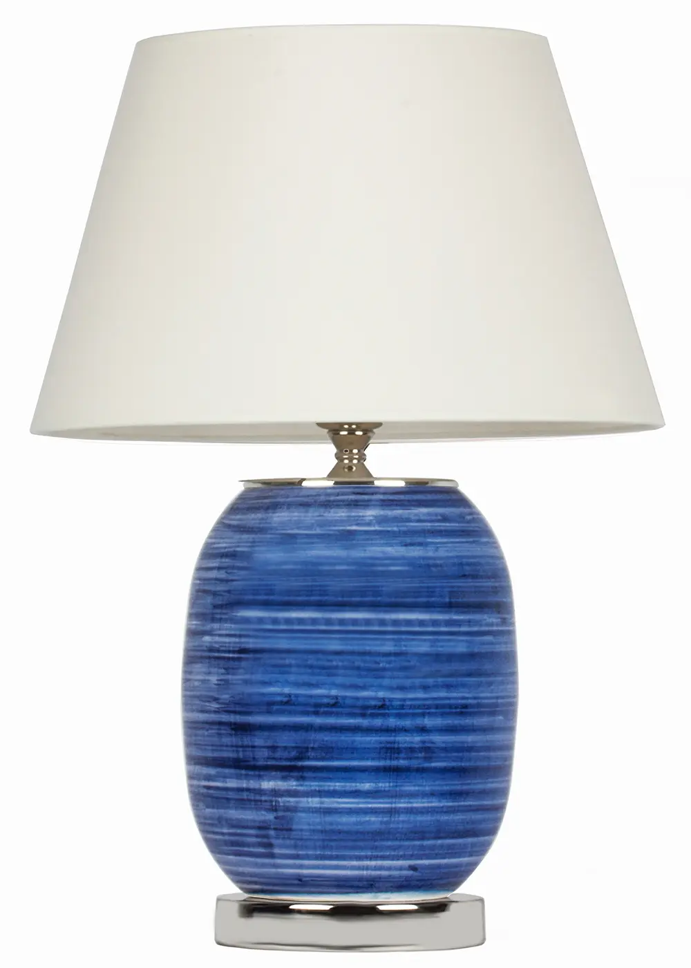 Dekoratif Mavi Çizgili Haiti Seramik Abajur – Krem Başlık