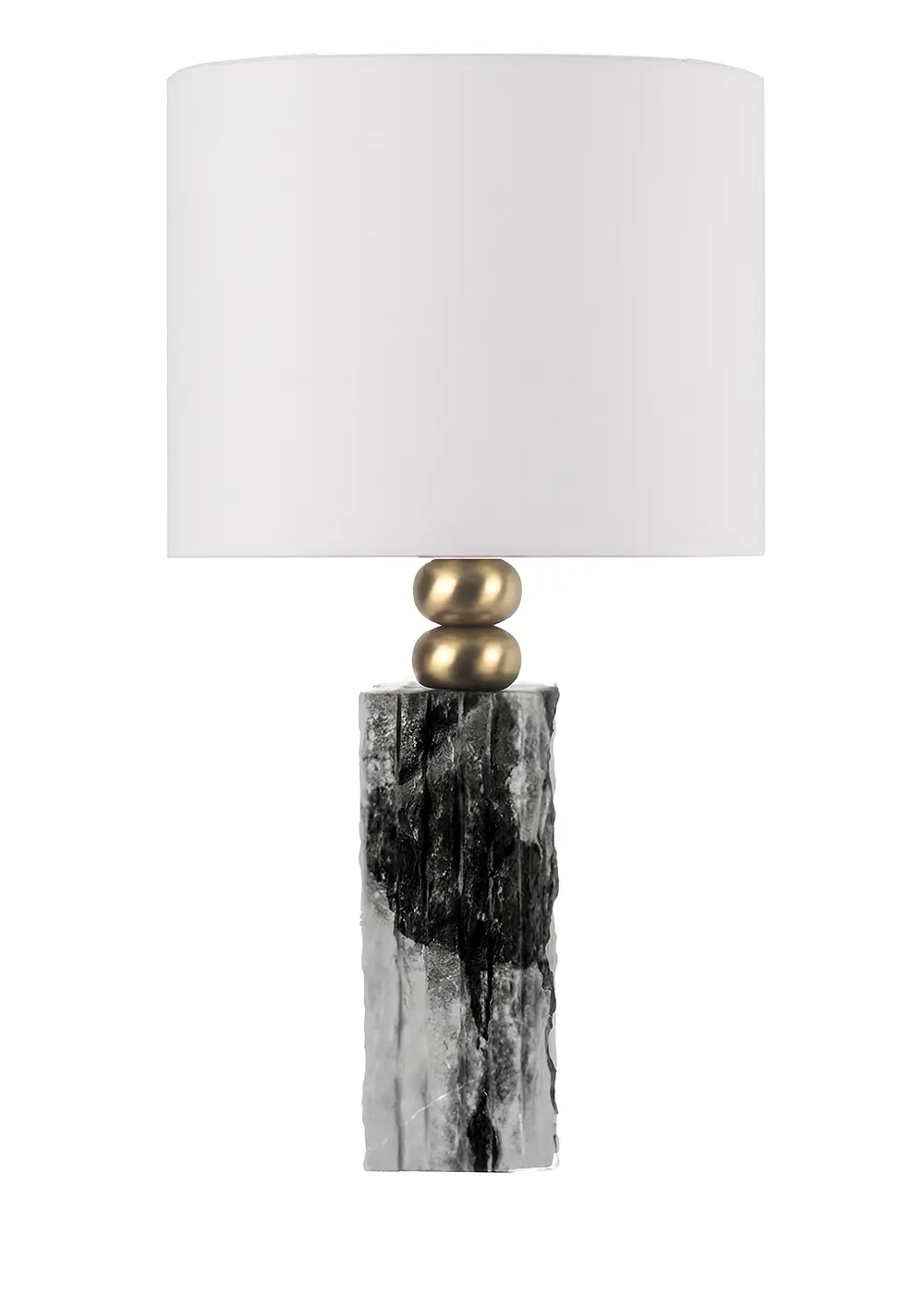 Kiev Doğal Mermer Masa Lambası – Krem Şapkalı