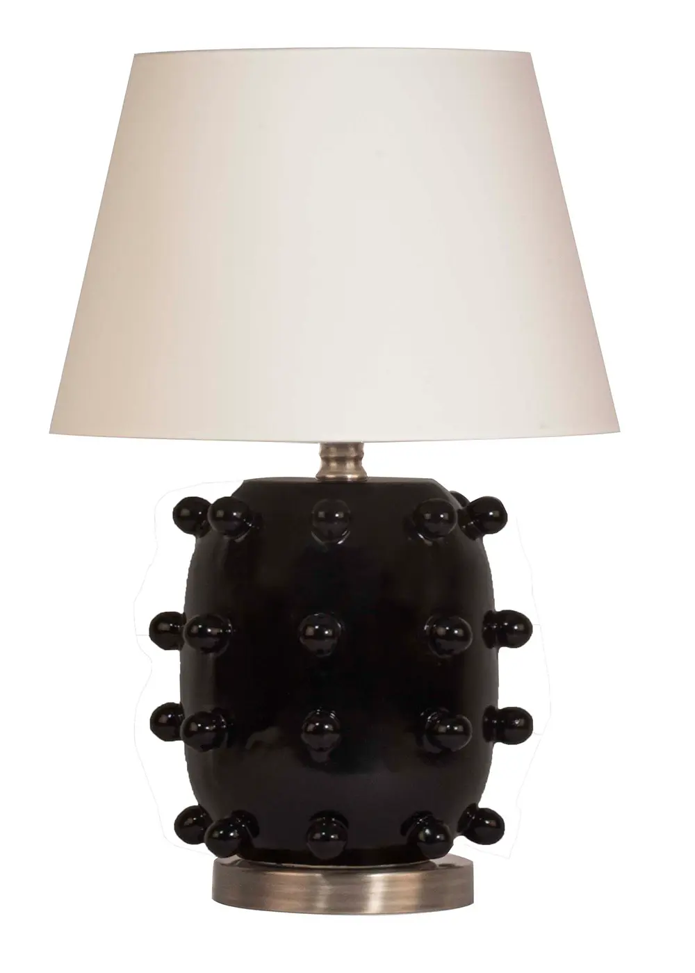 Siyah Roma Seramik Abajur – El Yapımı – Krem Başlık