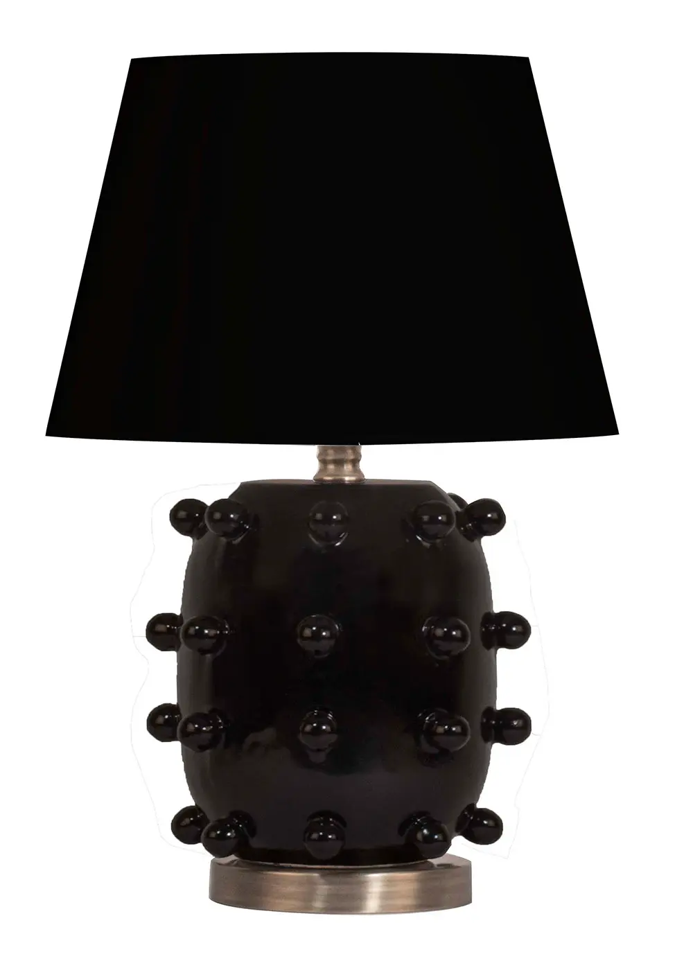 Siyah Roma Seramik Abajur – El Yapımı – Siyah Başlık