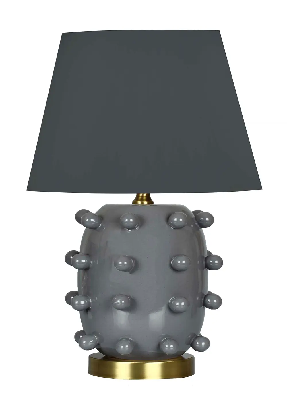 Gri Roma Seramik Abajur – El Yapımı – Antrasit Başlık