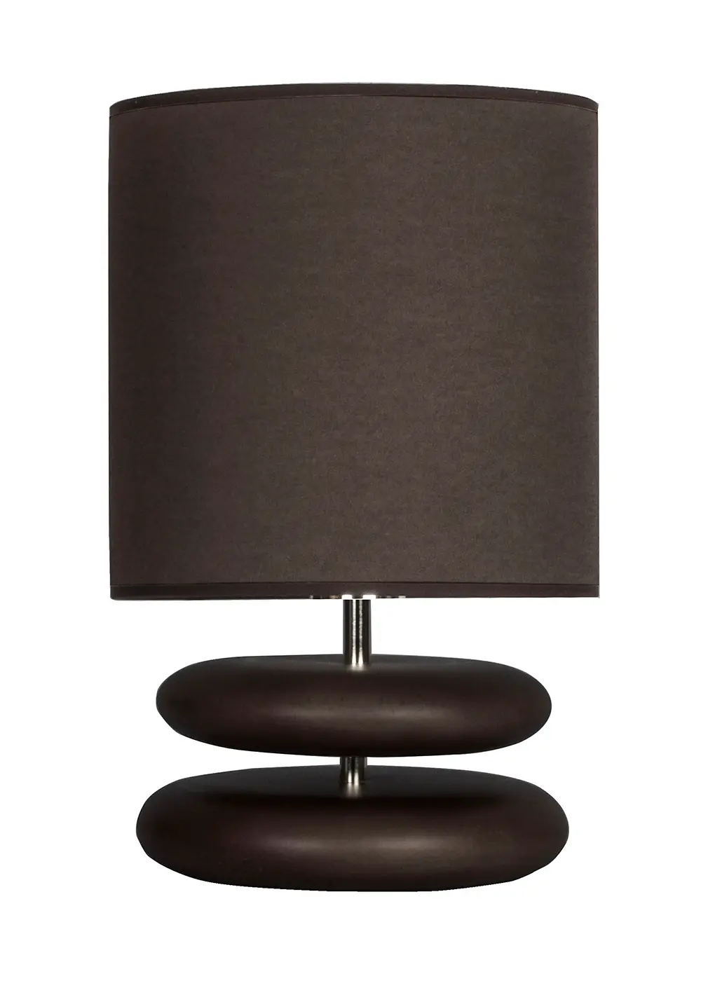 Mono Koyu Ceviz Ahşap Gövde Abajur – Kahverengi Kumaş Şapkalı