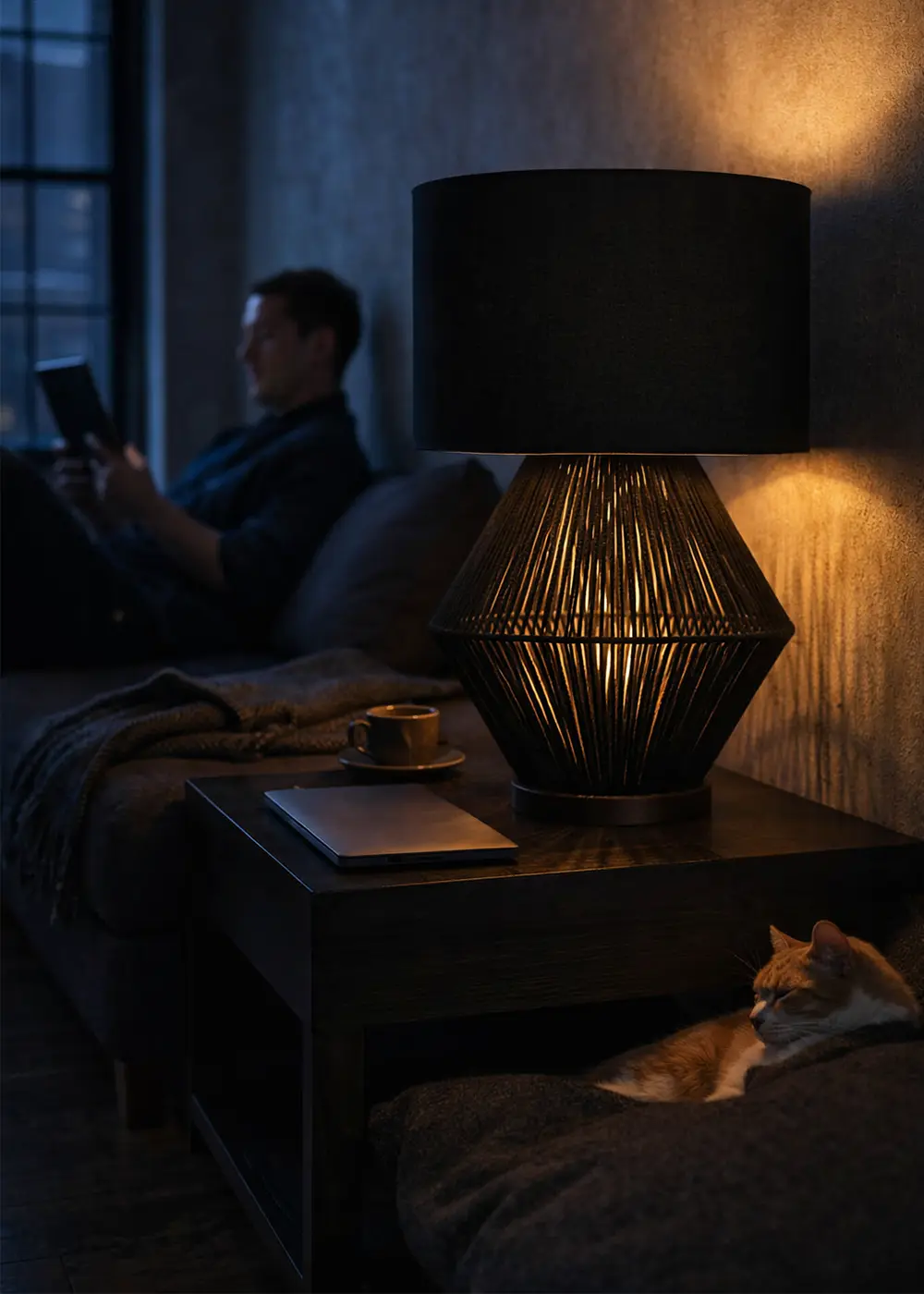 Luna Noir El Yapımı Abajur - Siyah Şapka