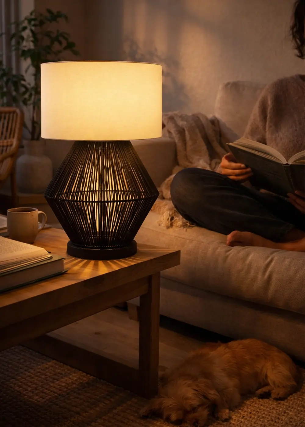 Luna Noir El Yapımı Abajur - Krem Şapka