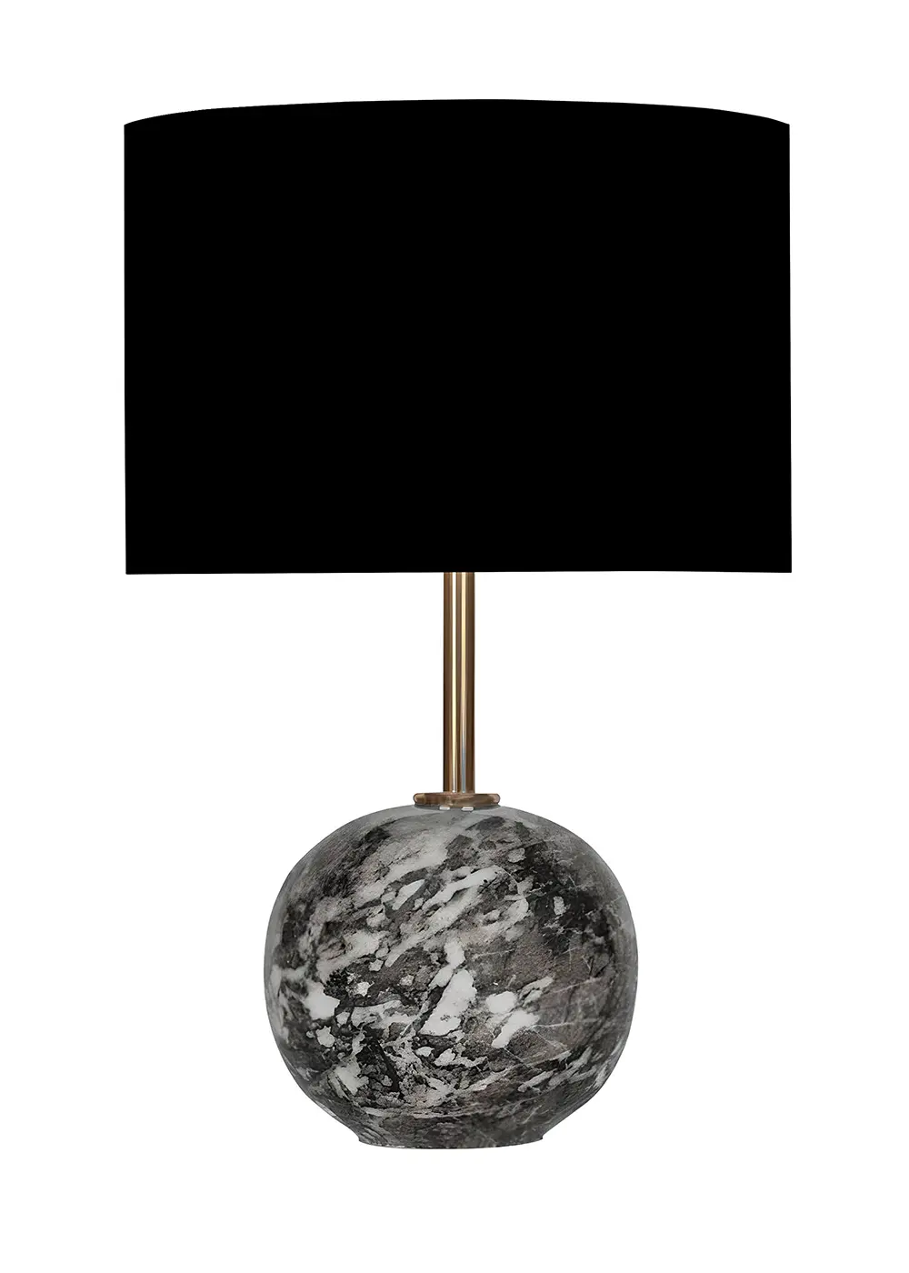 Point Mermer Görünümlü Gri Masa Lambası - Siyah Şapka