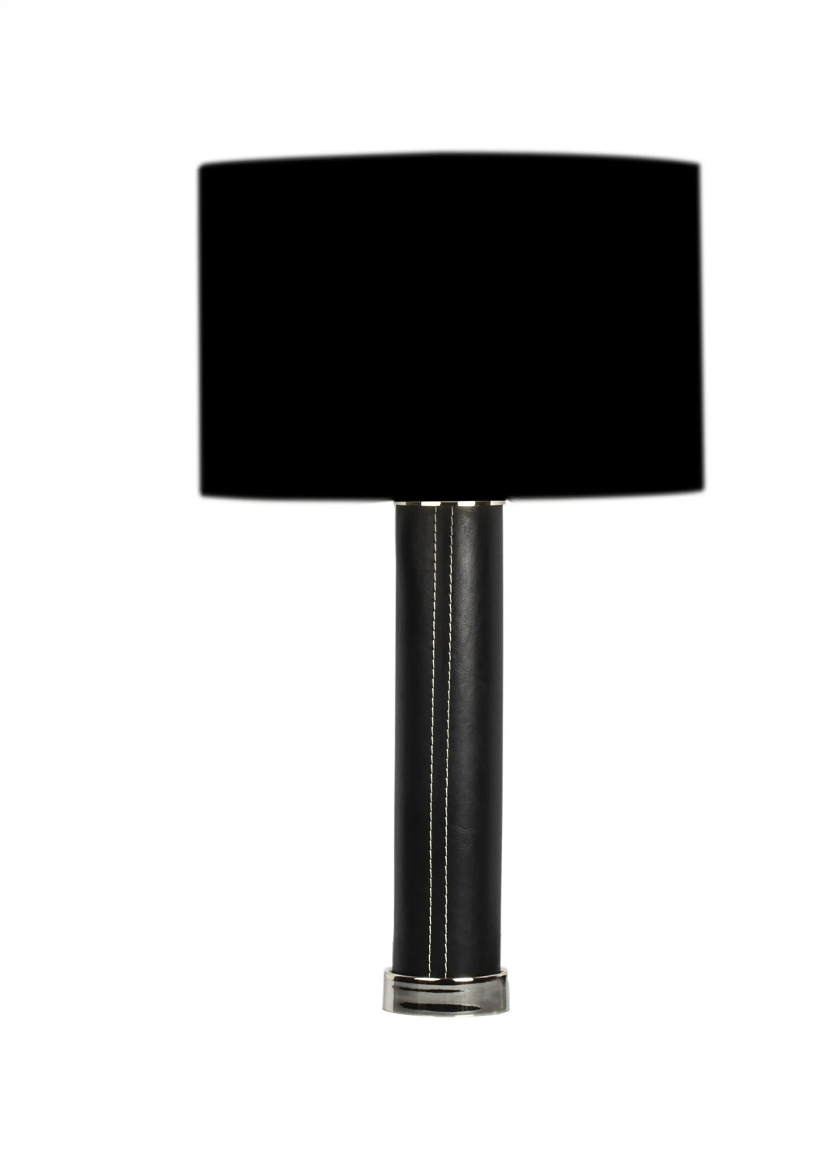 Monterey Siyah Deri Gövdeli Abajur - Siyah Şapkalı