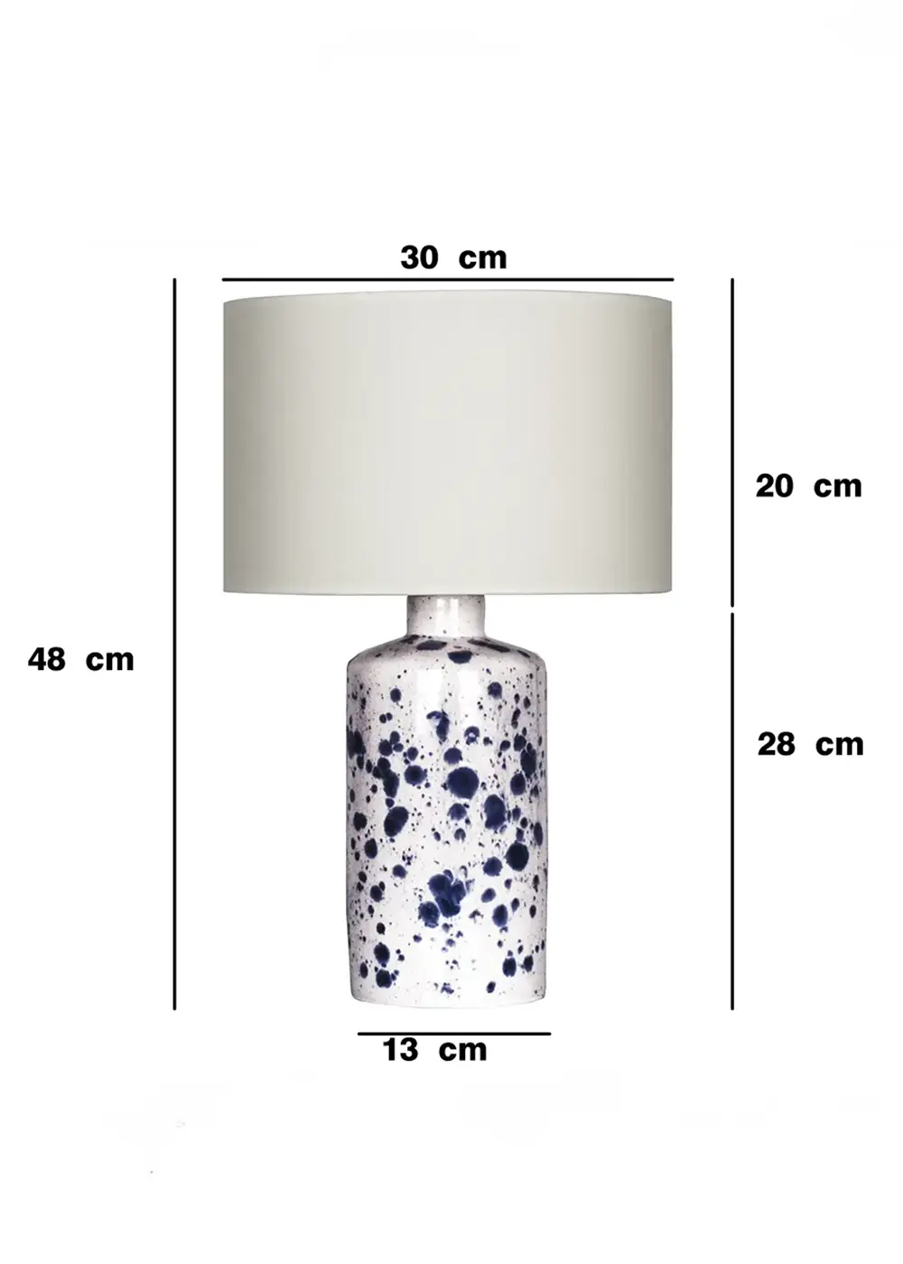 Polka Seramik Abajur - Krem Şapka