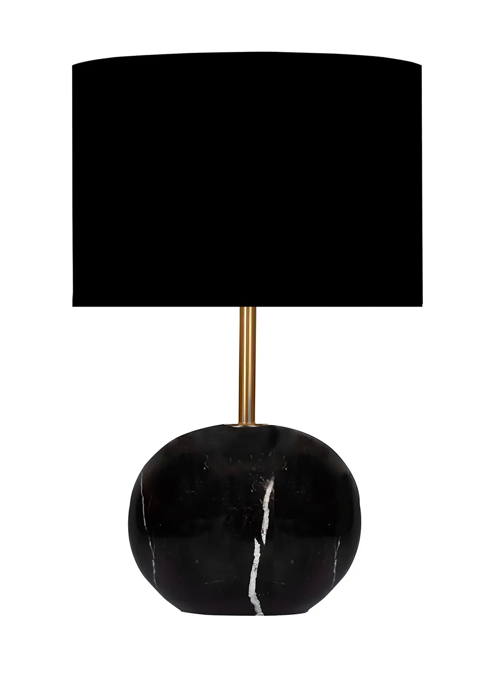 Point Mermer Görünümlü Siyah Abajur - Siyah Şapka