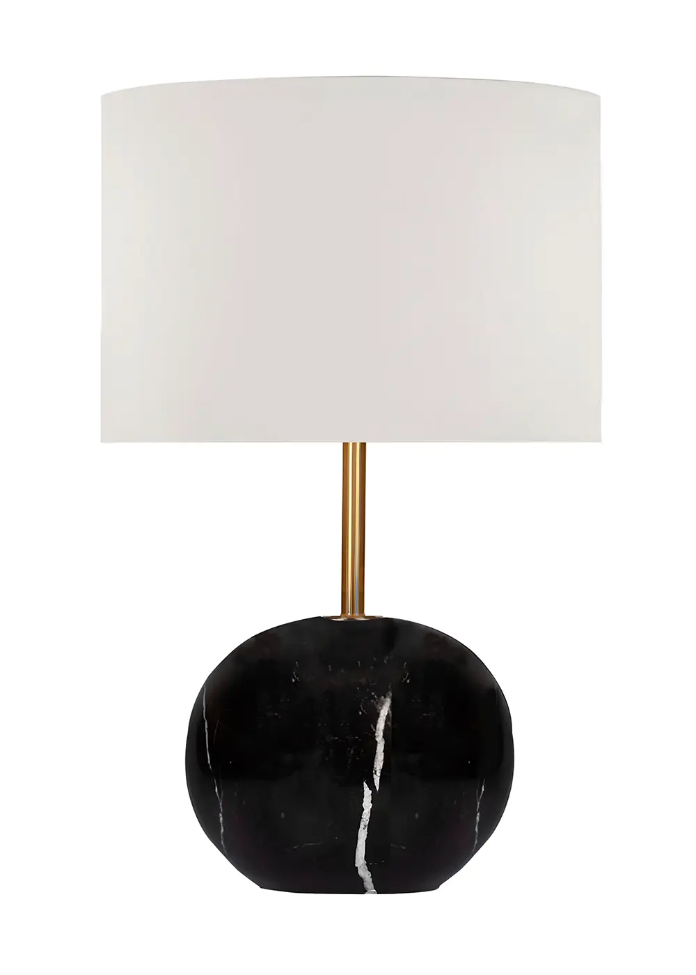 Point Mermer Görünümlü Siyah Abajur - Krem Şapka