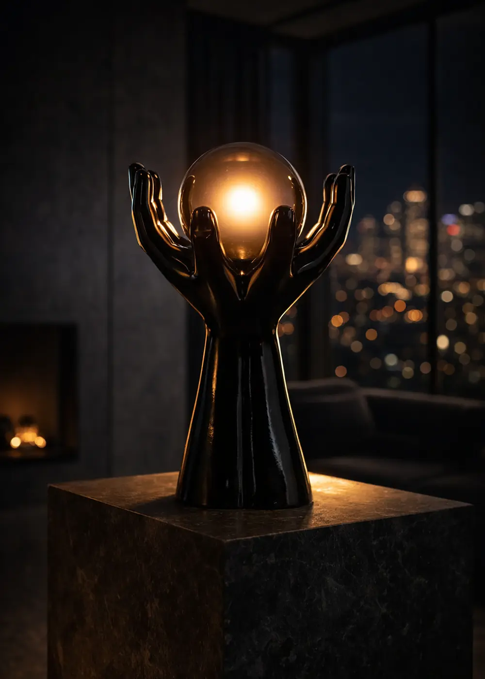 Siyah Mudra - Seramik Masa Lambası