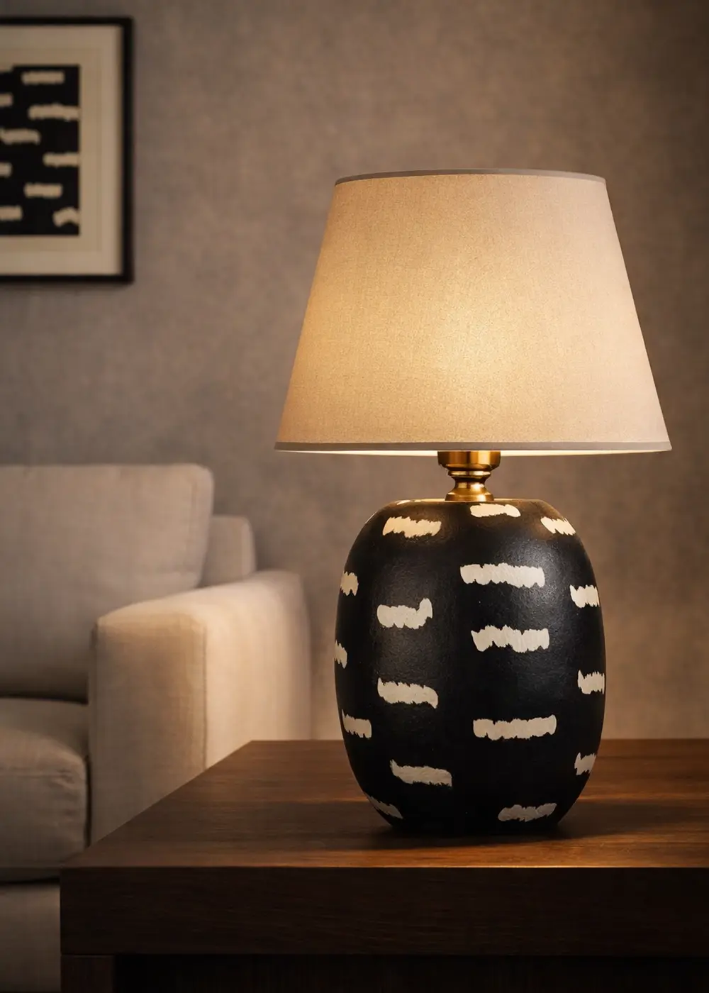 Siyah Renk Dakota Seramik Abajur – Bej  Başlık