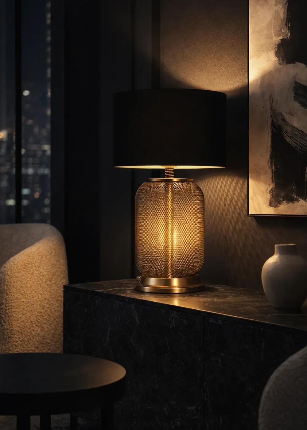 Metropolitan Eskitme Altın Metal Abajur – Siyah Başlık