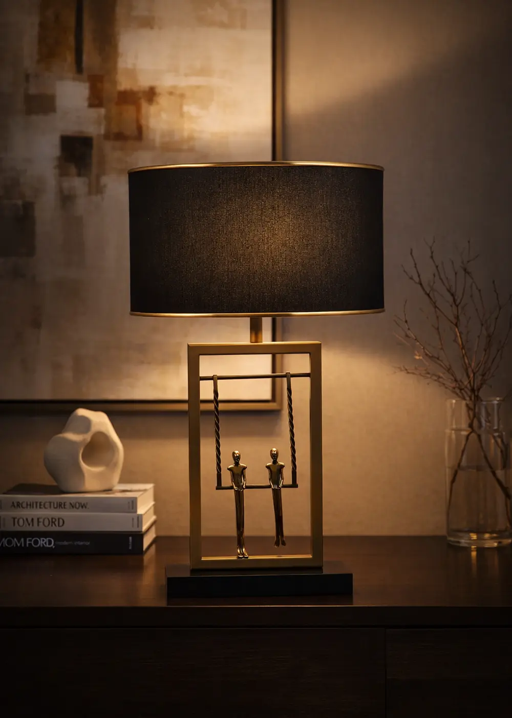 Existence Çift Figürlü Abajur – Siyah Başlık