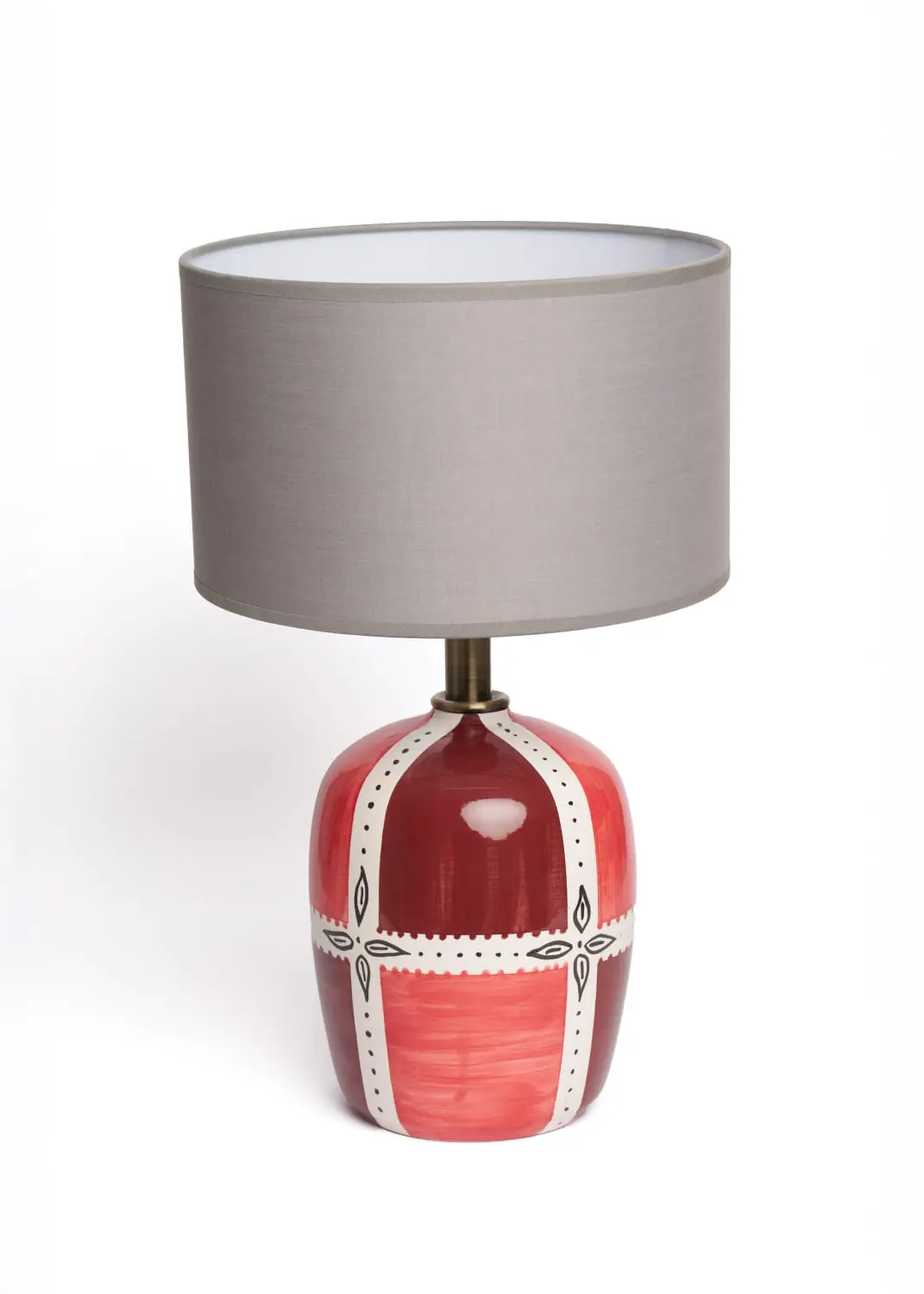 Bordo Blok Desenli Seramik Abajur