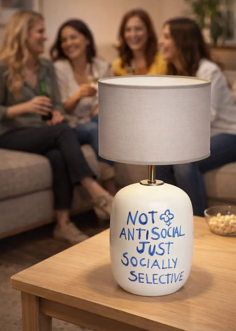 Antisocial Desenli Seramik Abajur