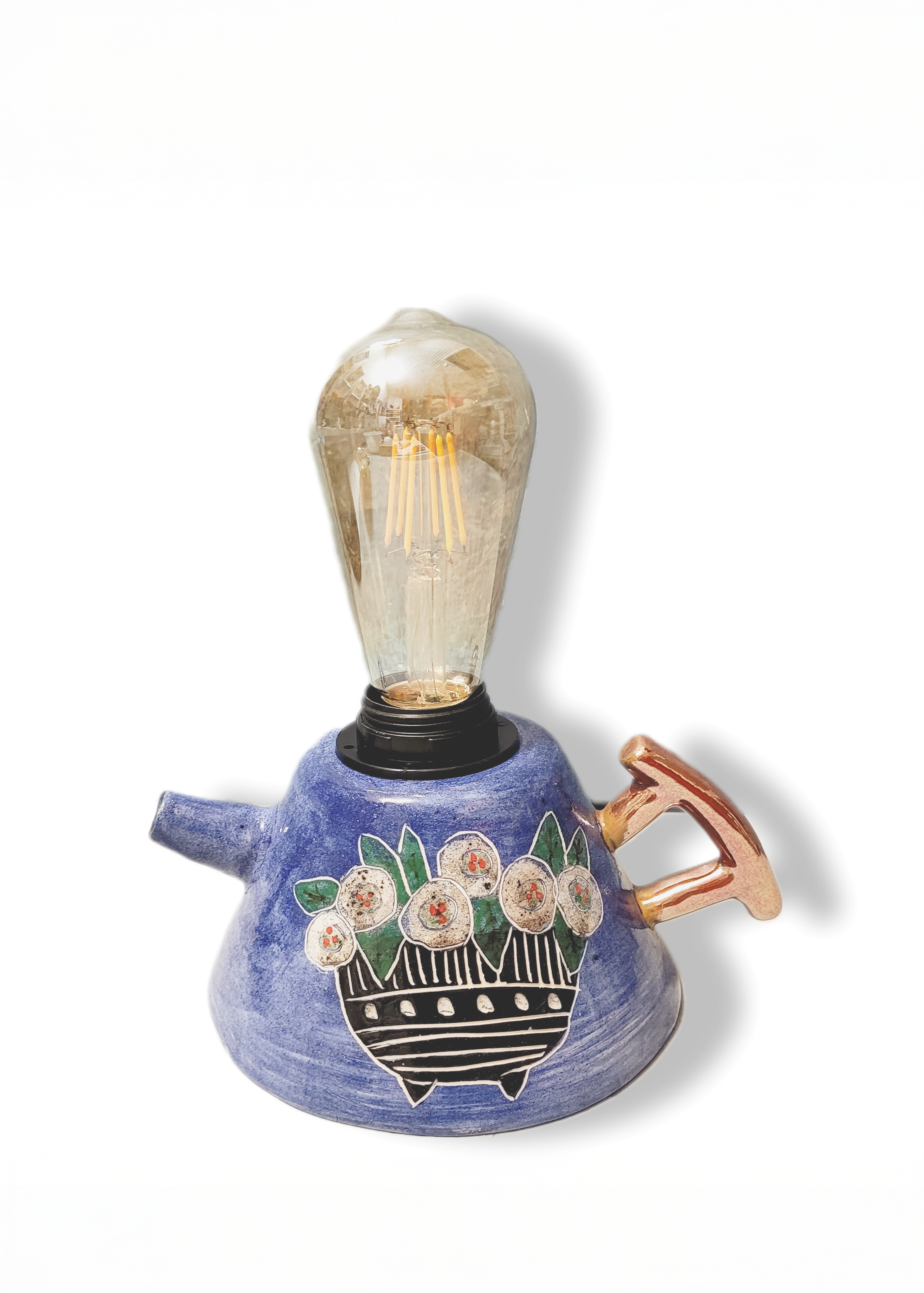 Çiçekli Çaydanlık Formlu Aydınlatma Abajur