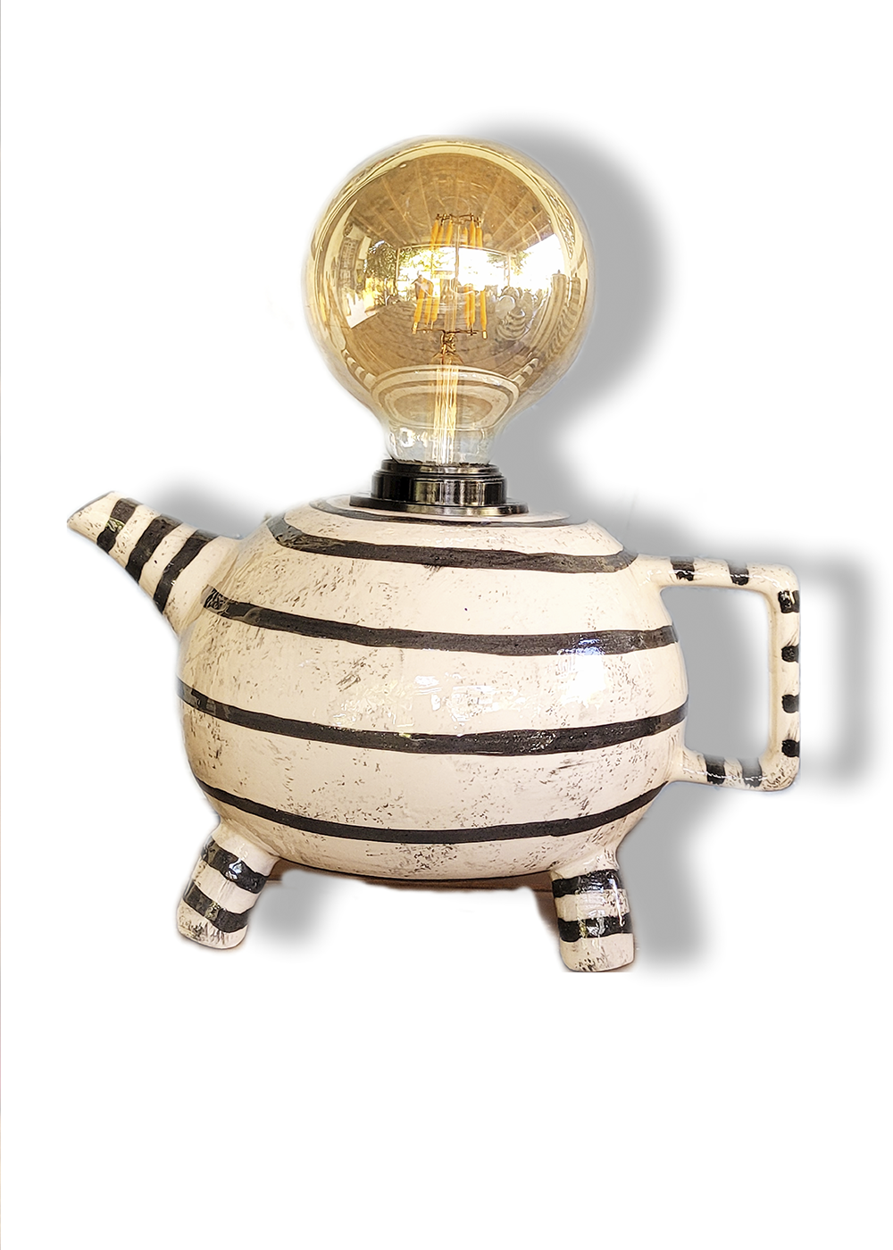 Çizgili Ayaklı Çaydanlık Formlu Dekoratif Aydınlatma