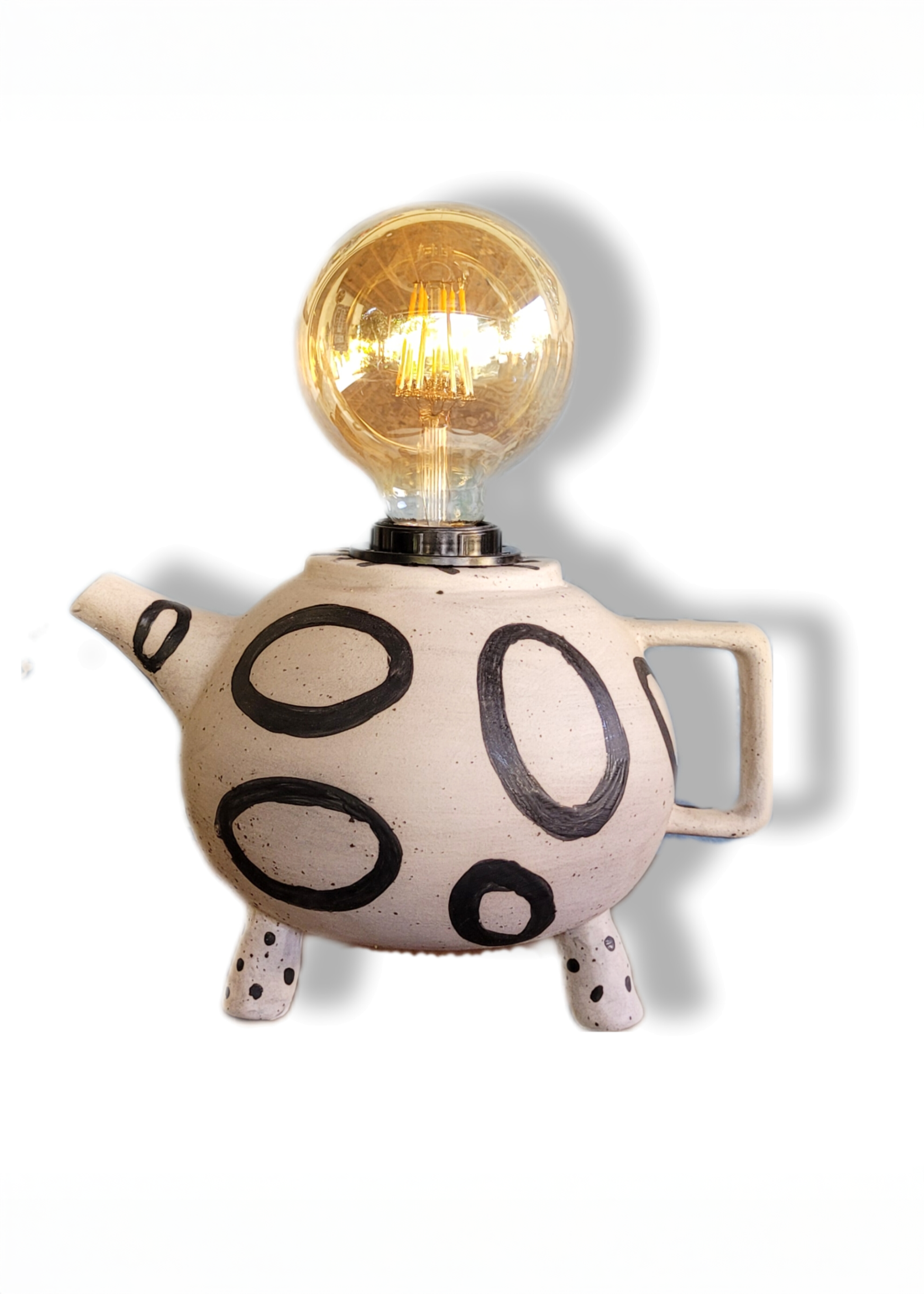 Puantiyeli Ayaklı Çaydanlık Formlu Dekoratif Aydınlatma 01